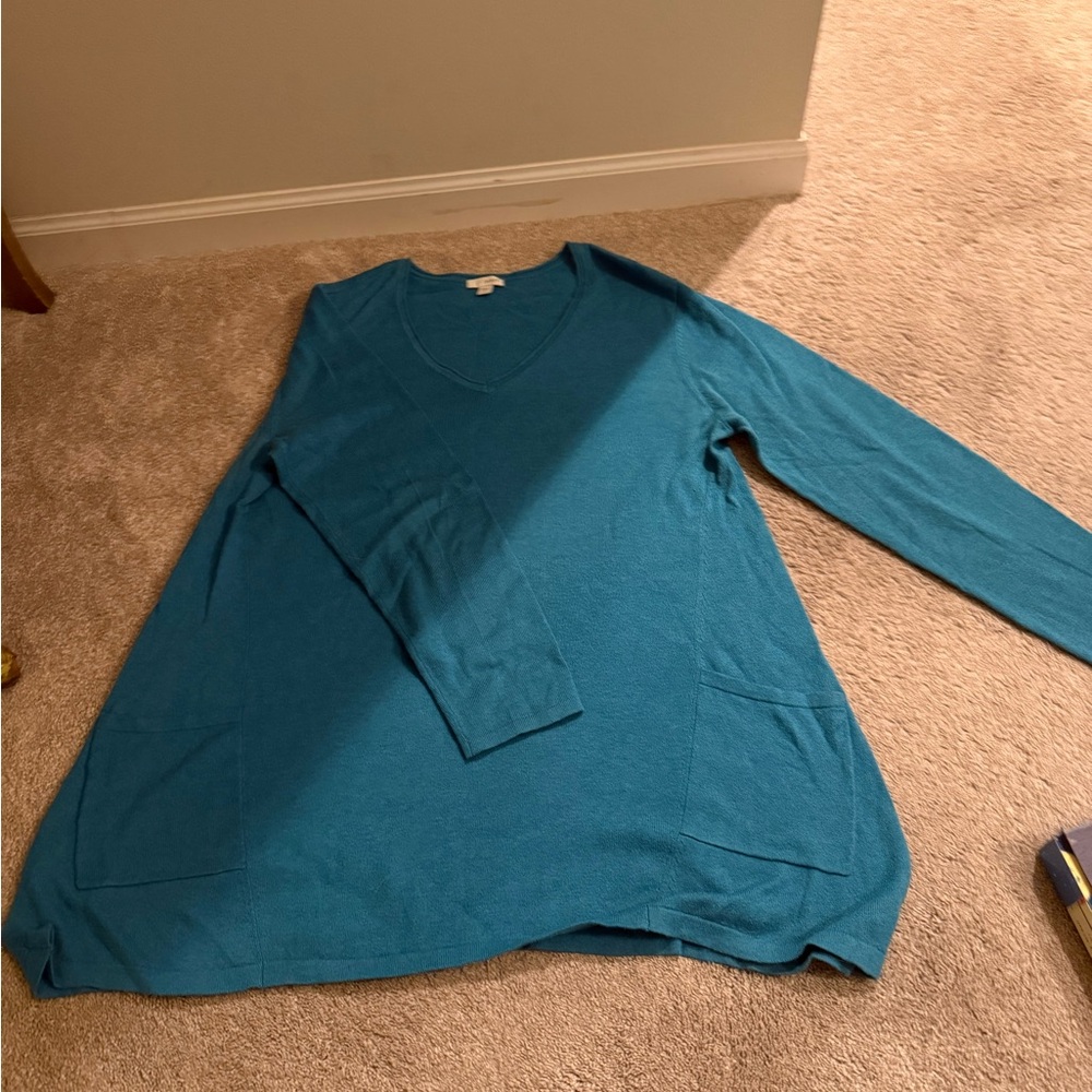 J. Jill Teal V-Neck Sweater